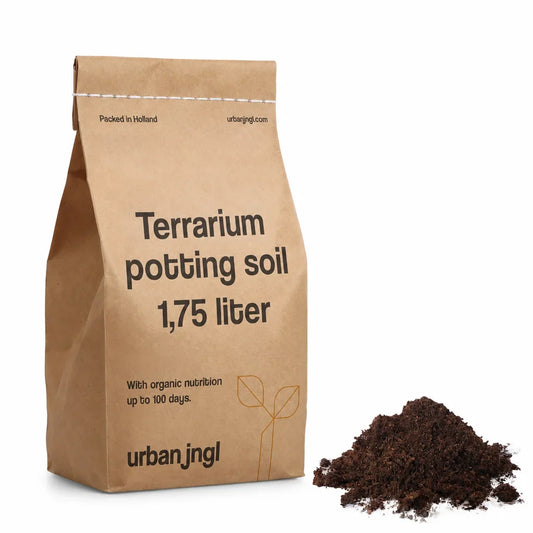 Terrarium Potting Soil 1.75L — SloFi studio product photo, white background (AI re-generation, pending review)